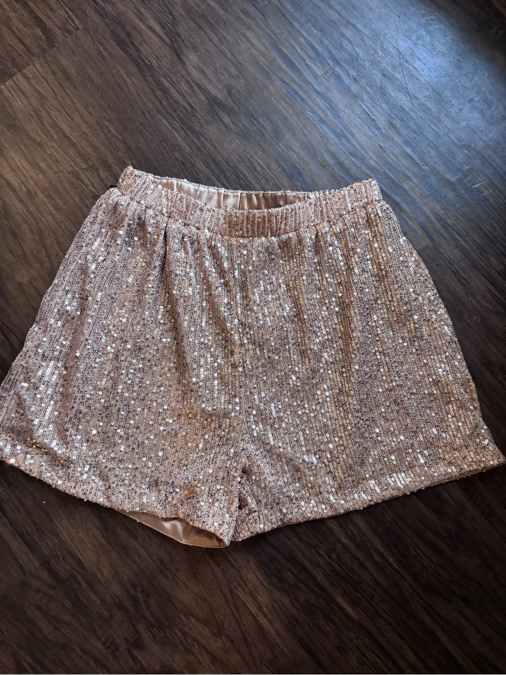 entro Rose Gold Sequin High Waist Women's Shorts